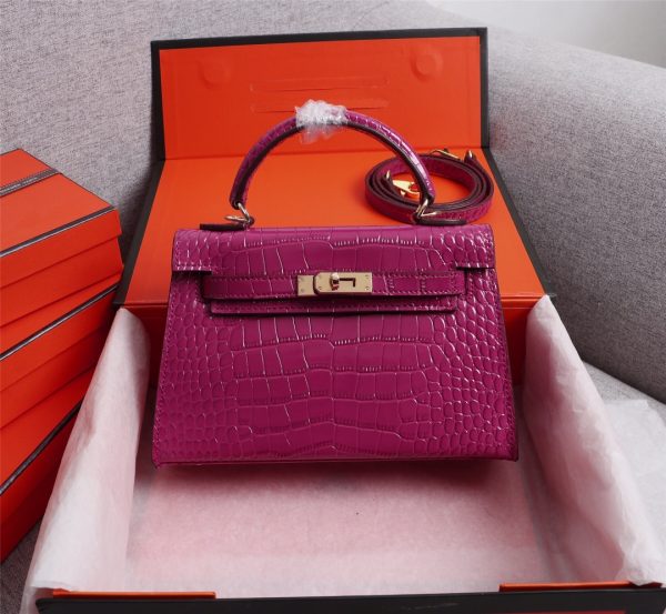 Hermes Kelly Gold Buckle Bag-Crocodile