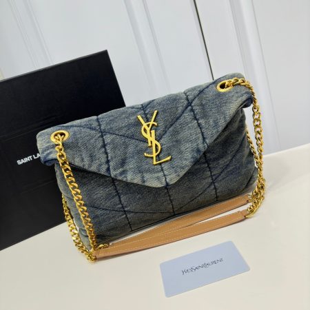 YSL Loulou Puffer Denim Leather Bag - Image 2