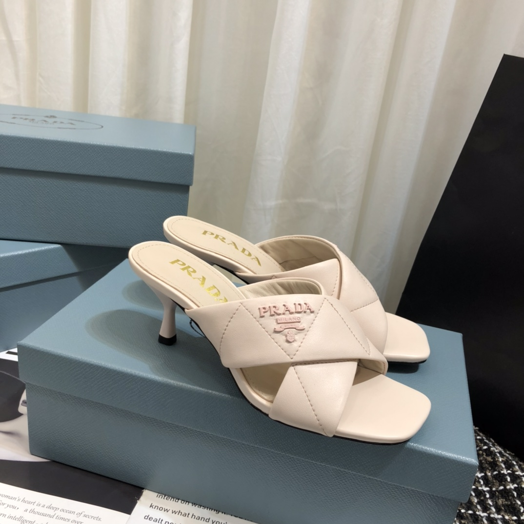 Prada  Leather Simple And Noble 6.5CM Slide Sandal - Image 5