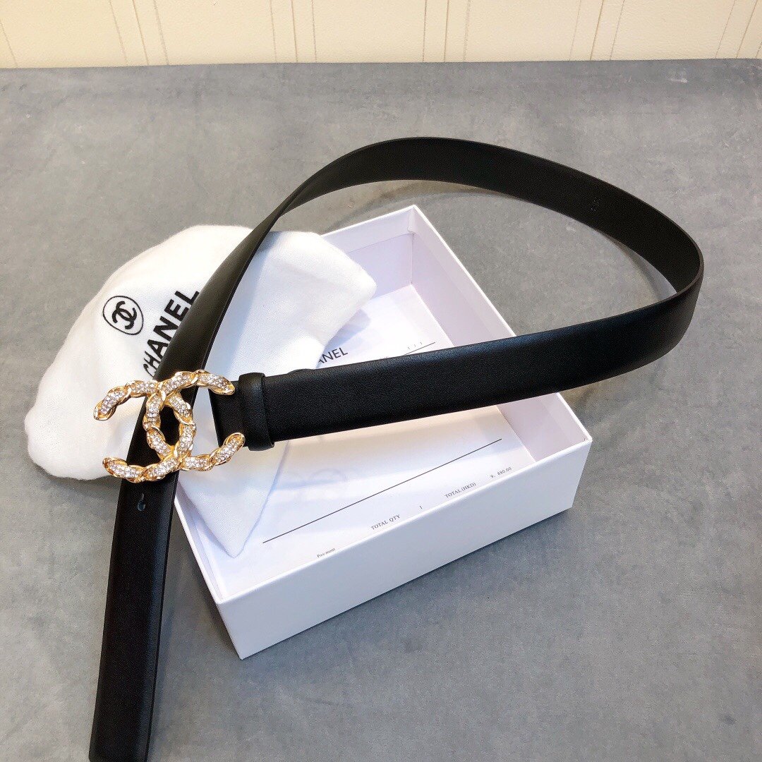 Chanel Belt With Double C Buckle Black Women Belt 30MM - Image 1