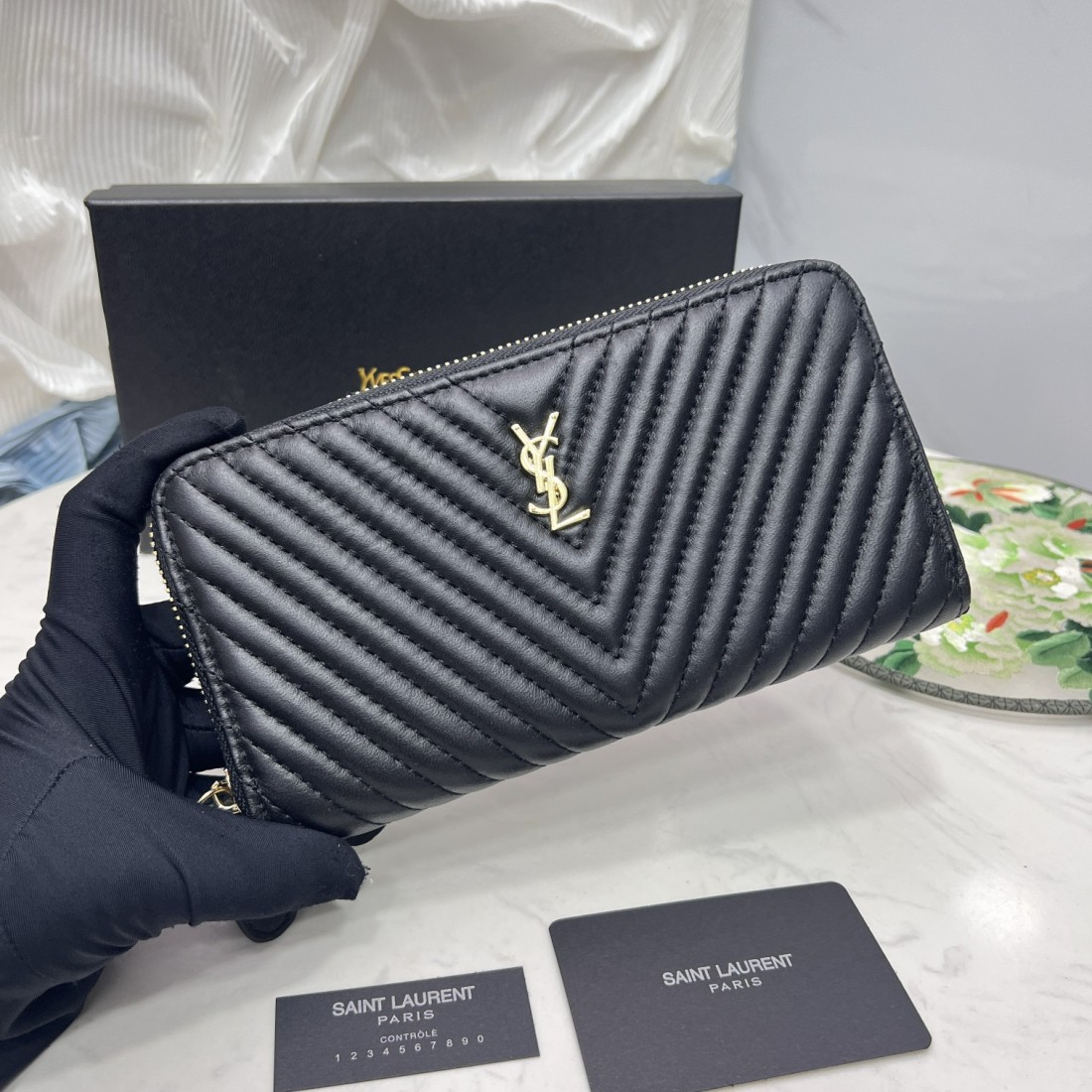 Saint Laurent YSL Caivar  Zipper Long Wallet - Image 3