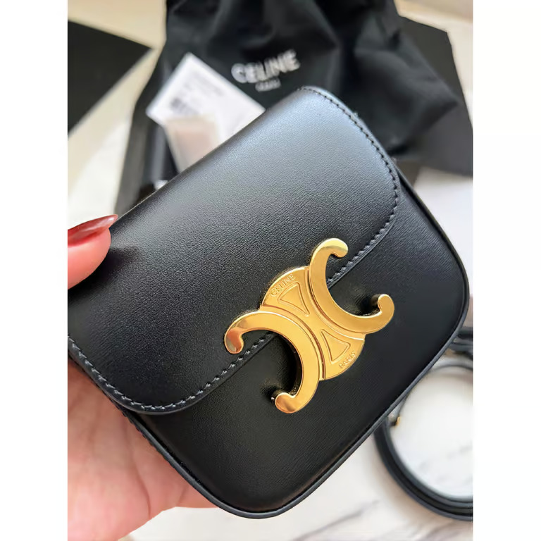 CELINE MINI TRIOMPHE IN SHINY CALFSKIN BLACK - Image 5
