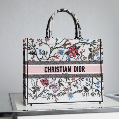 Dior Book Tote White Multicolor Dior Petites Fleurs