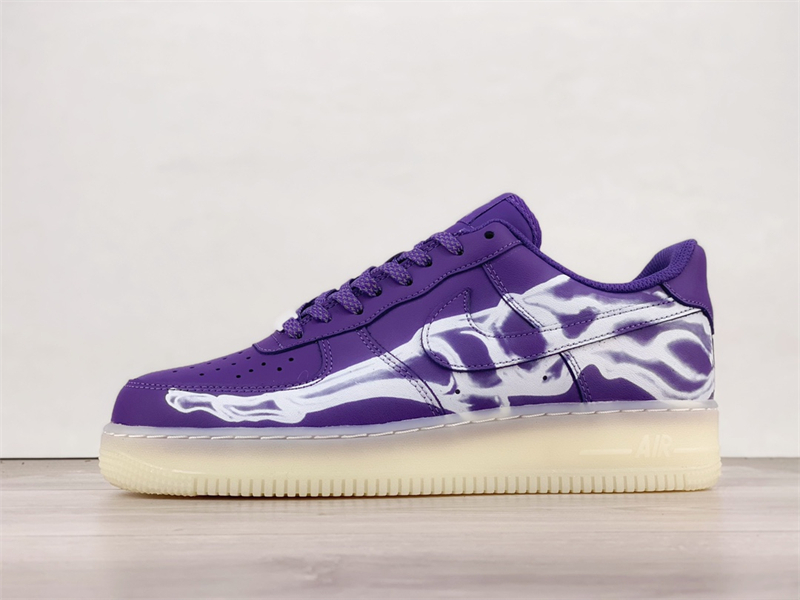 Nike Air Force 1 Low '07 QS Purple Skeleton Halloween CU8067-500 - Image 1