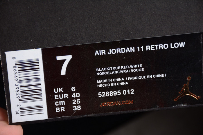 AIR JORDAN 11 RETRO LOW "BRED" BLACK/ RED mens 528895-012 - Image 14
