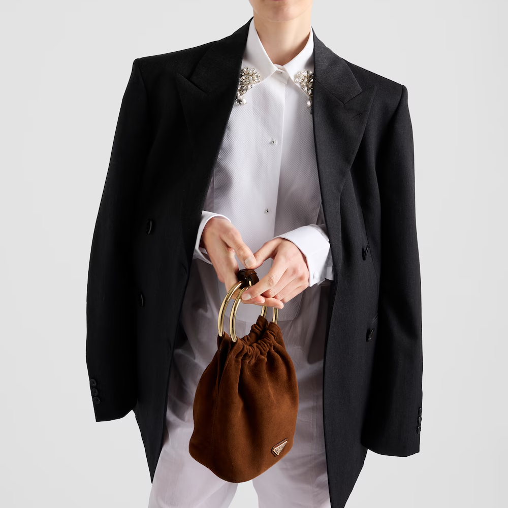 Prada Brown Suede Mini Bag - Image 2