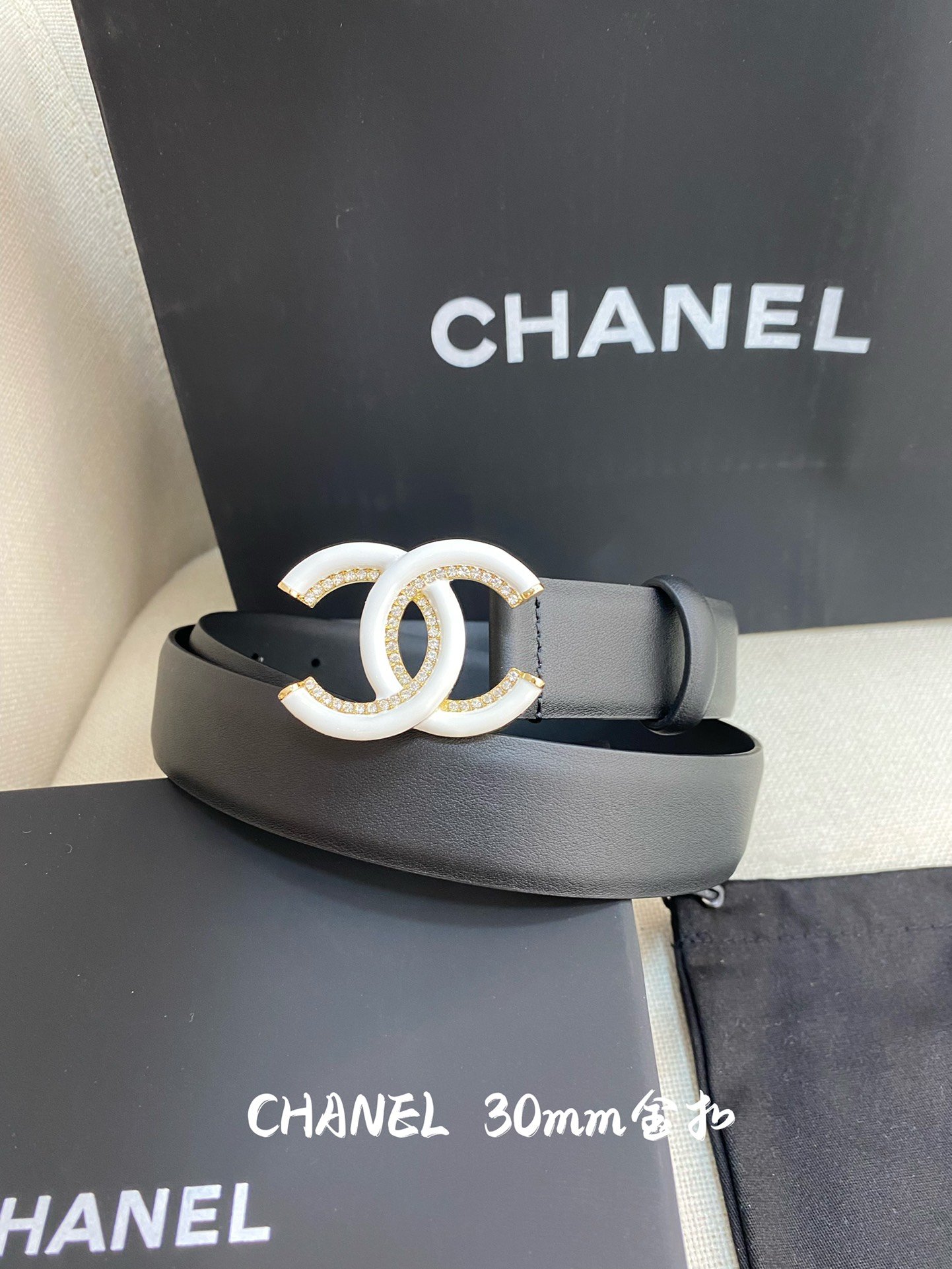 Chanel Belt With Double C Buckle Black Women Belt 30MM - Image 1