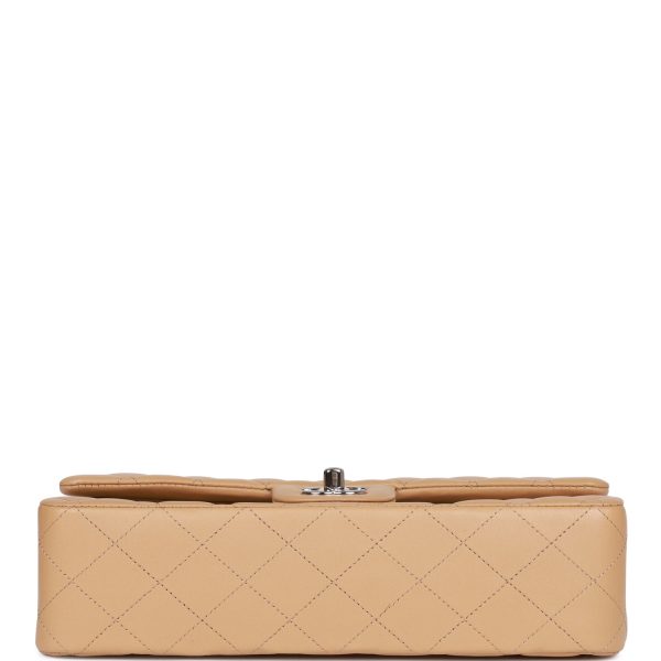 Chanel Classic Flag Bag Medium Classic Double Flap Bag Beige   Silver Hardware