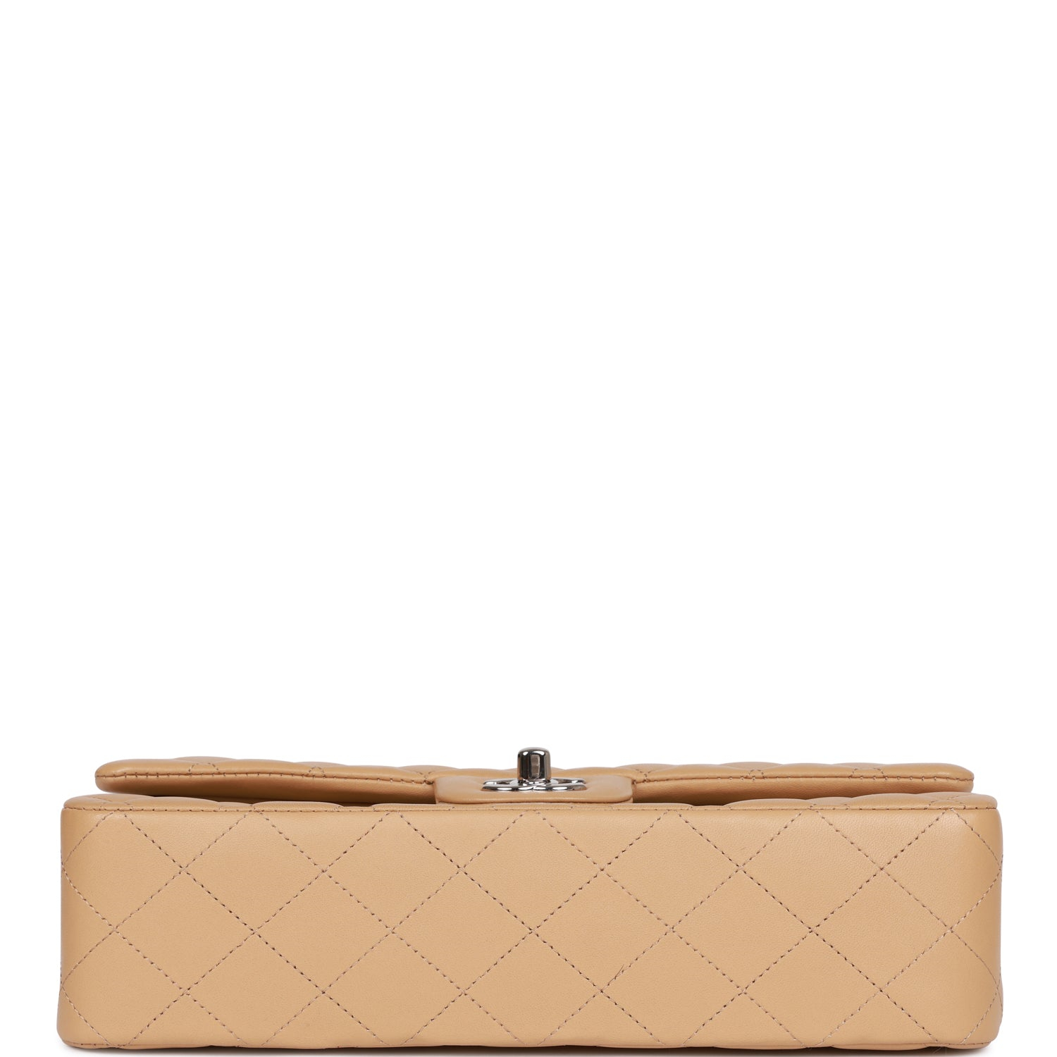 Chanel Classic Flag Bag Medium Classic Double Flap Bag Beige   Silver Hardware - Image 6