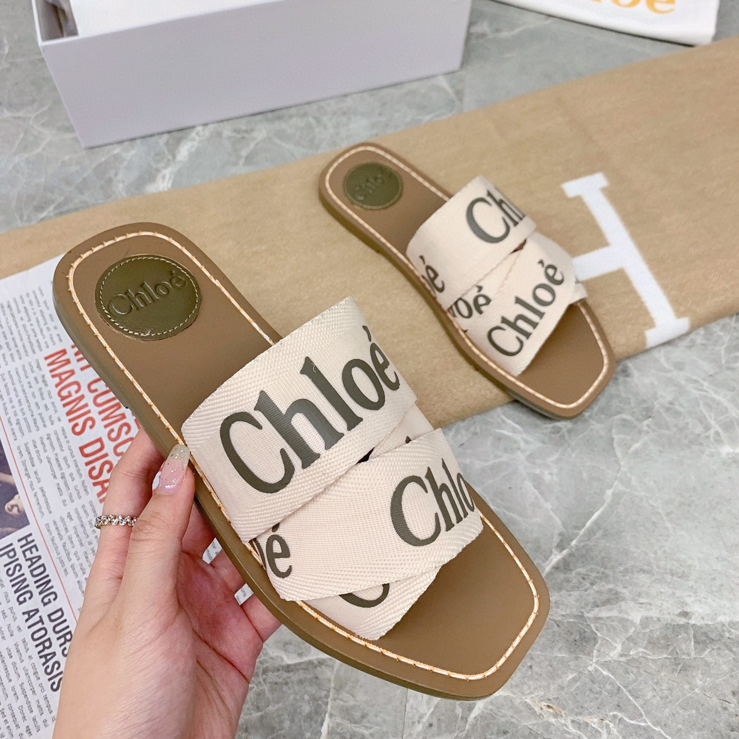 Chloe Woody Flat Mule Slide Sandals - Image 4