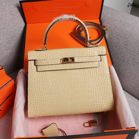 Hermes Kelly Gold Buckle Bag-Crocodile - Image 15