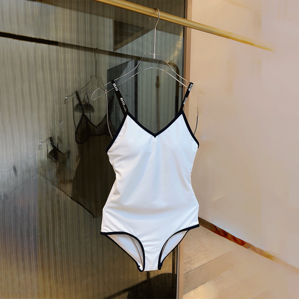 MIU MIU Logo One-piece Swimsuit With Shoulder Strap Swimwear - Image 2