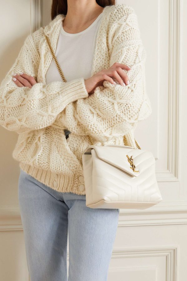 SAINT LAURENT YSL Loulou Small Quilted Leather Shoulder Bag white