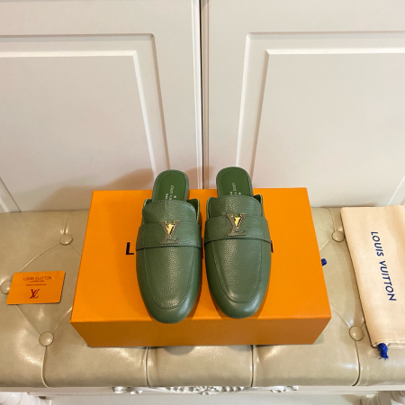 LV Leather Half-Pack Slingback Slide Sandals - Image 7