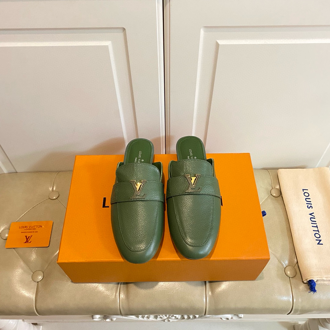 LV Leather Half-Pack Slingback Slide Sandals - Image 7