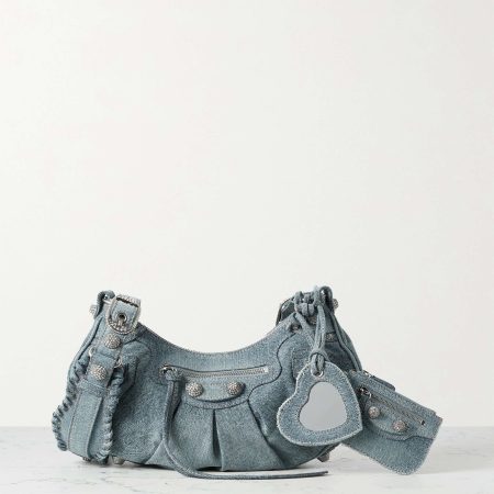 BALENCIAGA Le Cagole small embellished denim shoulder bag