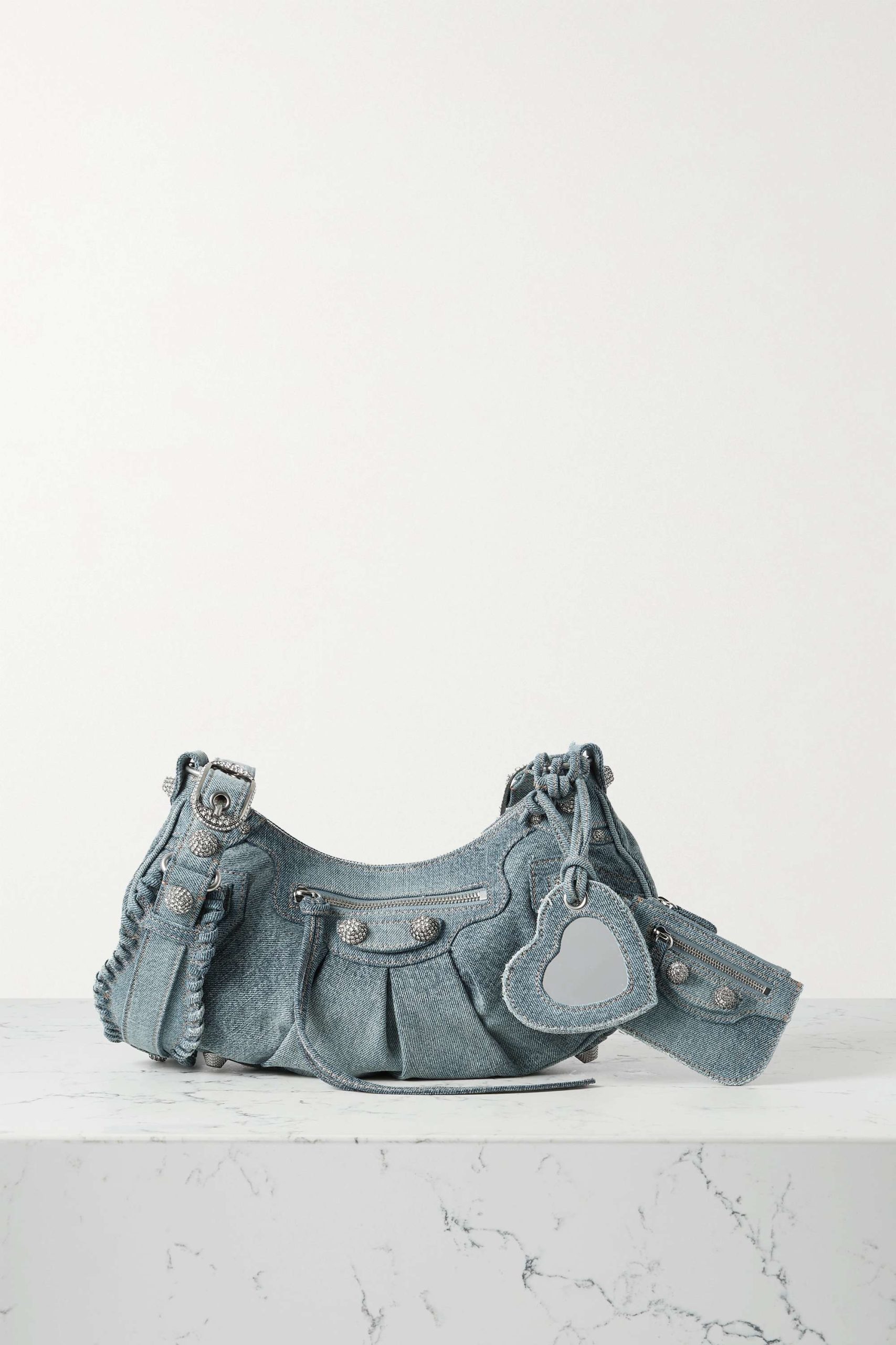BALENCIAGA Le Cagole small embellished denim shoulder bag - Image 1