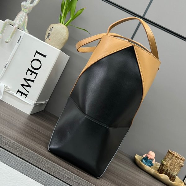 Loewe Puzzle Fold Tote in shiny calfskin Medium Color-Block