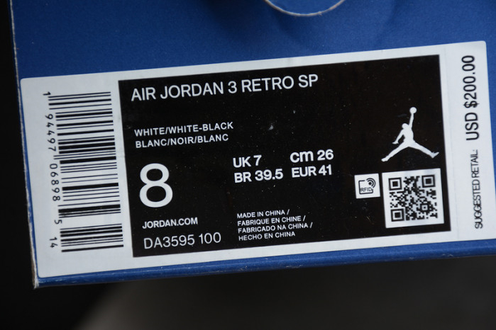 AIR JORDAN 3 SP WHITE/BLACK DA3595-100 - Image 15