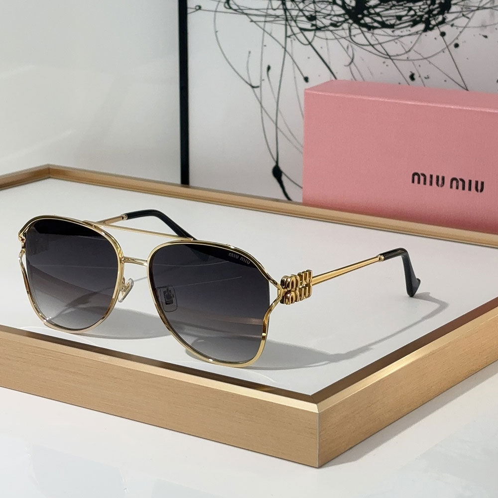 MIU MIU  Slim Metal Logo Mirror Legs Sunglasses Top quality - Image 6
