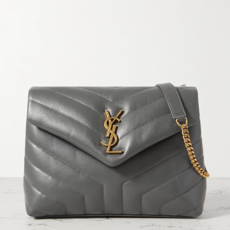 SAINT LAURENT YSL Loulou small quilted leather shoulder bag grey