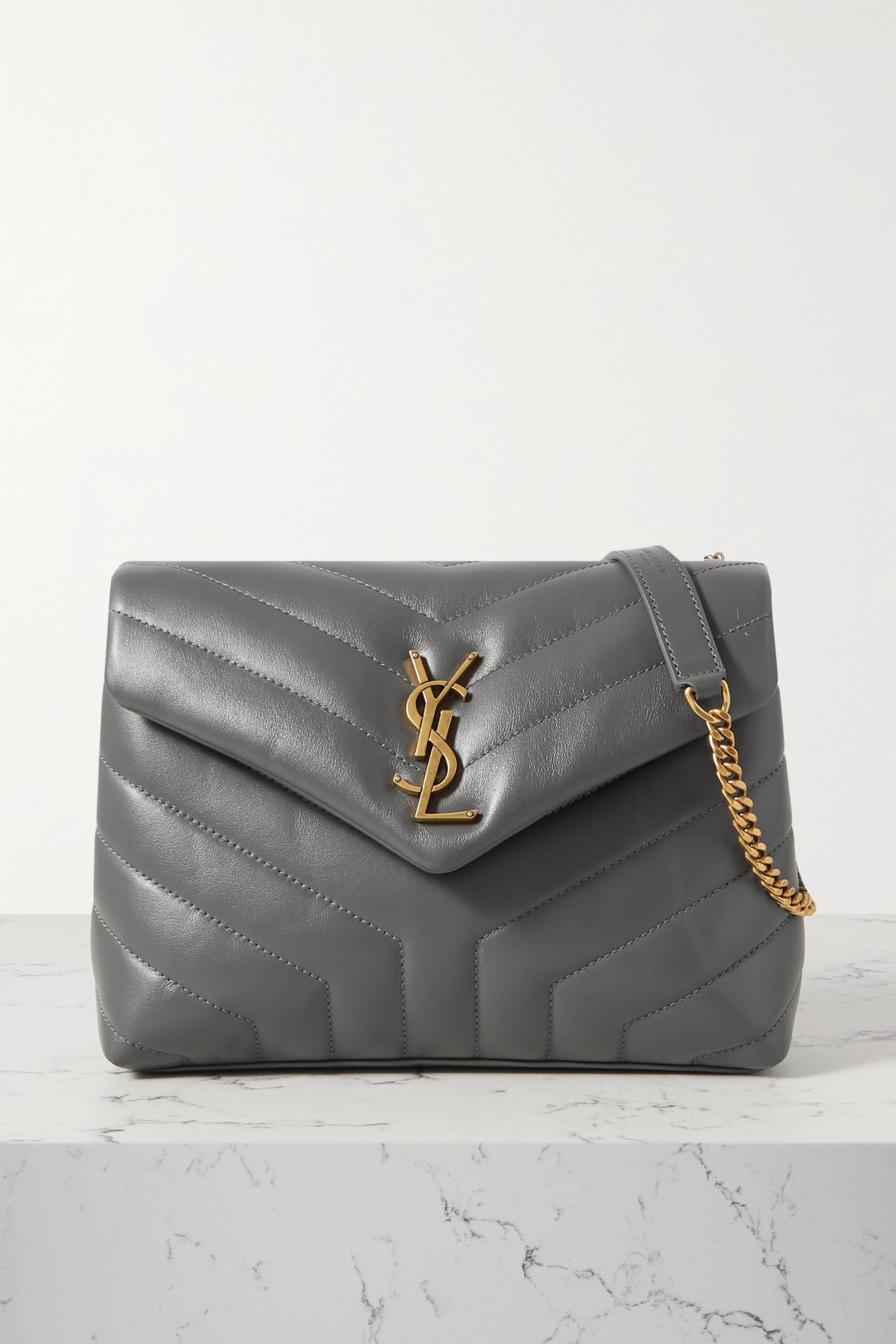 SAINT LAURENT YSL Loulou small quilted leather shoulder bag grey - Image 1