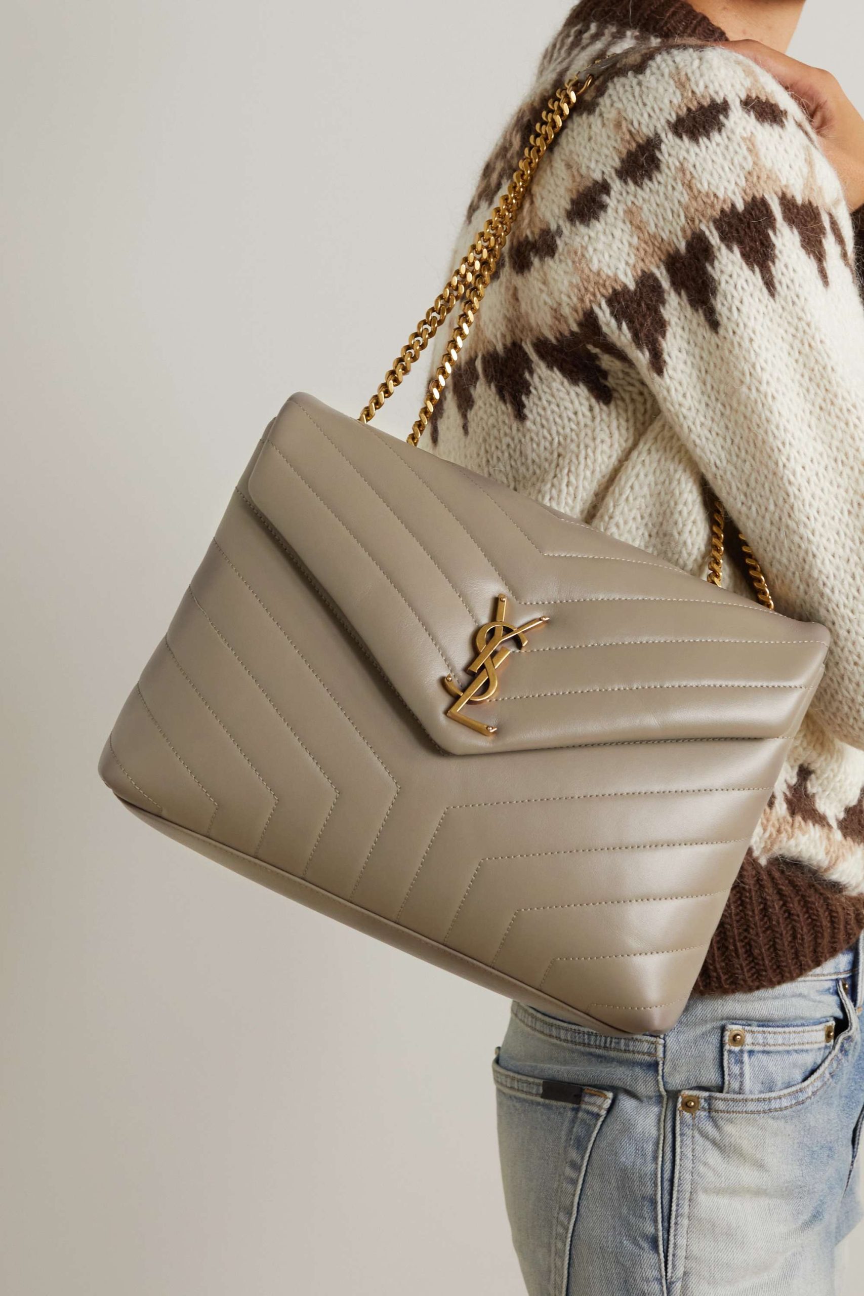 SAINT LAURENT Loulou medium quilted leather shoulder bag brown - Image 4