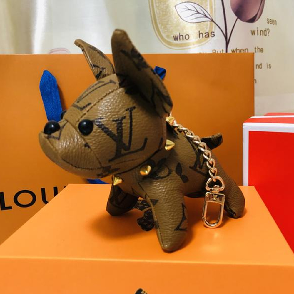 Old Flower French Bulldog Keychain Pendant - Image 3