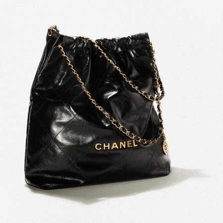 CHANEL 22 HANDBAG Shiny Calfskin & Gold-Tone Black - Image 3