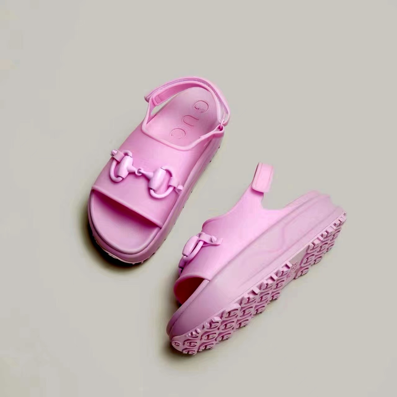 Gucci Shoes Rubber Thick-Soled Hook And Loop Fsteners Slide Sandal - Image 5