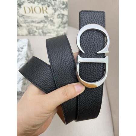 Dior cowhide and bottom leather, palladium plated pure steel buckle 35MM - Image 1