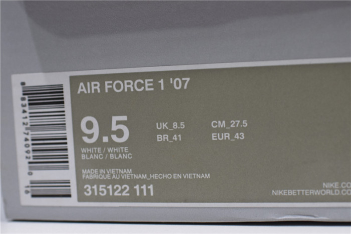 Nike Air Force 1 07 All Triple White Classic Shoes Sneakers AF1 315122-111315122-111/CW2288-111 - Image 6