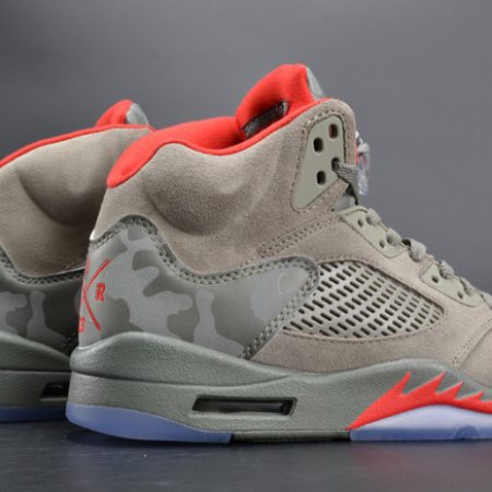 Bape x Air Jordan 5 Trophy RoomCamo university red mens 136027-051 - Image 4