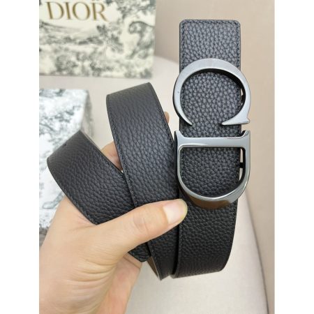 Dior cowhide and bottom leather, palladium plated pure steel buckle 35MM - Image 5