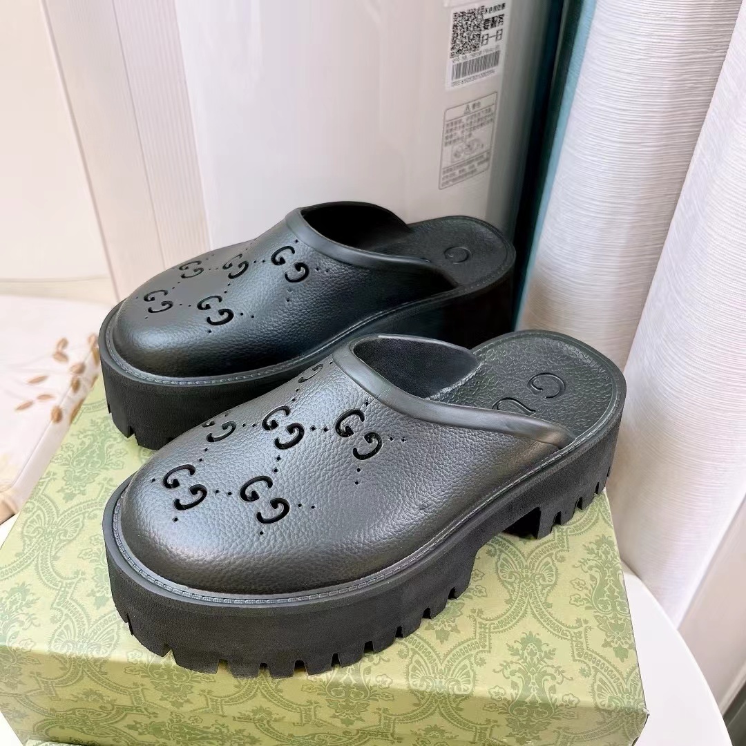 Gucci Shoes Hollow Double G Rubber Thick Slide Sandal - Image 3