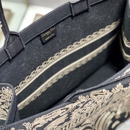 Dior Book Tote Large Black and White Ornamental Cornely-Effect Embroidery - Image 3