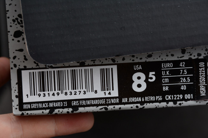 Air Jordan 6 PSG Iron Grey Infrared CK1229-001 - Image 8