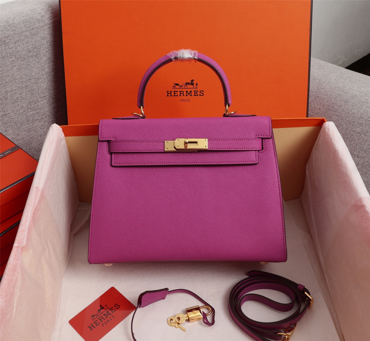 Hermes Kelly Gold Buckle Bag-Epsom - Image 4