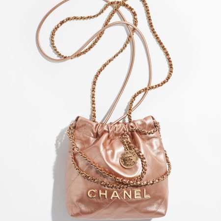 CHANEL 22 MINI HANDBAG Metallic Calfskin & Pink Gold-Tone Metal Copper