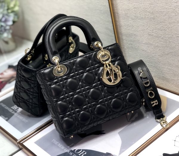 Dior Medium Lady Dior Bag Black Patent Cannage  M0565OWCB_M900
