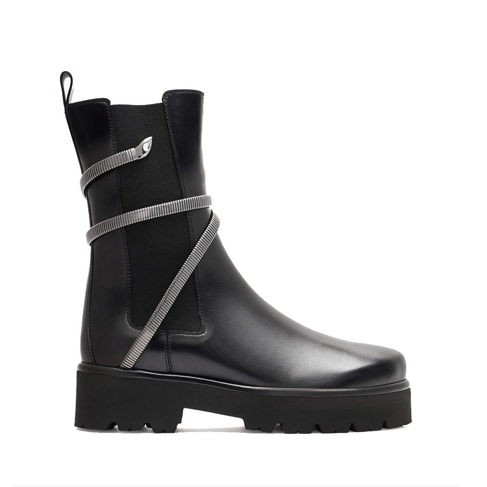Rene Caovolla Juniper Black And Silver Biker Boots - Image 1