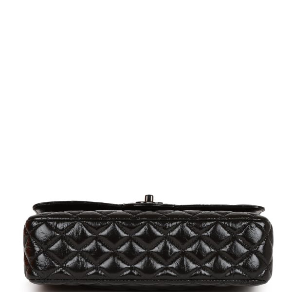 Chanel Classic Flag Bag Medium Classic Double Flap Bag SO Black Crumpled Calfskin Black Hardware