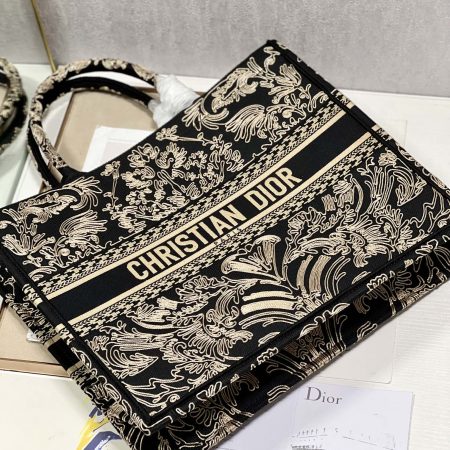 Dior Book Tote Large Black and White Ornamental Cornely-Effect Embroidery - Image 2