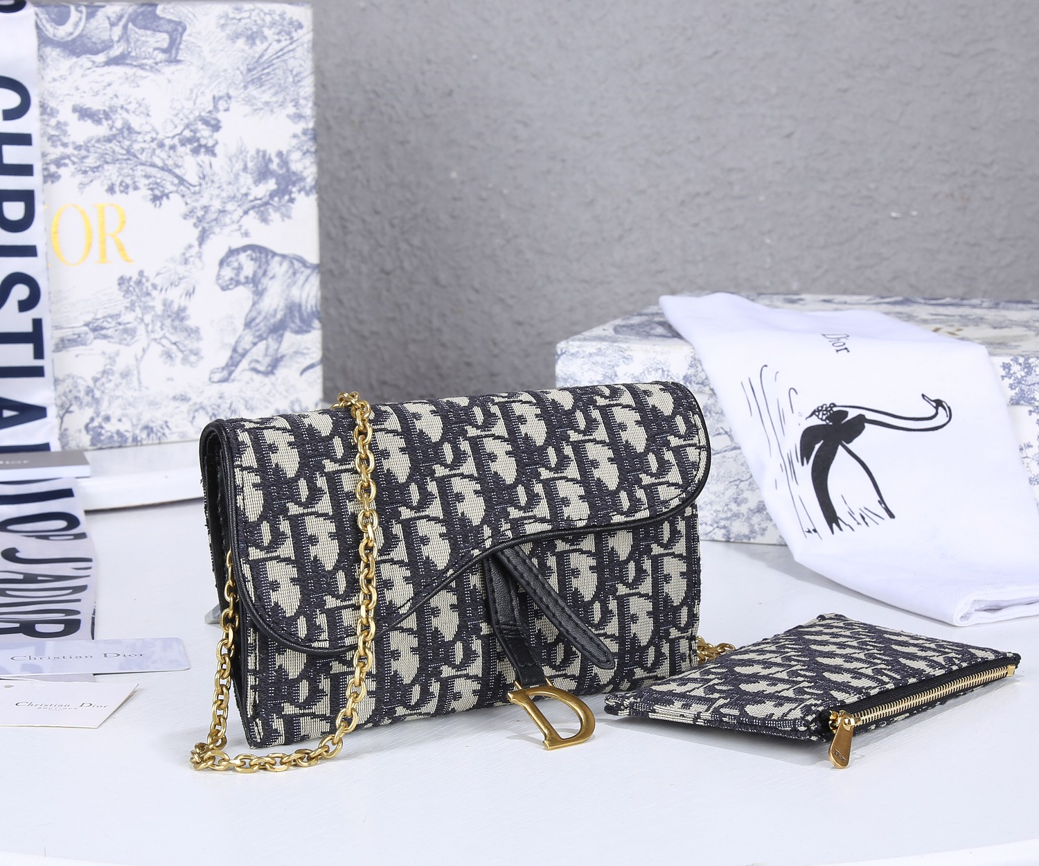 Dior SADDLE Bag Blue Dior Oblique Jacquard - Image 2