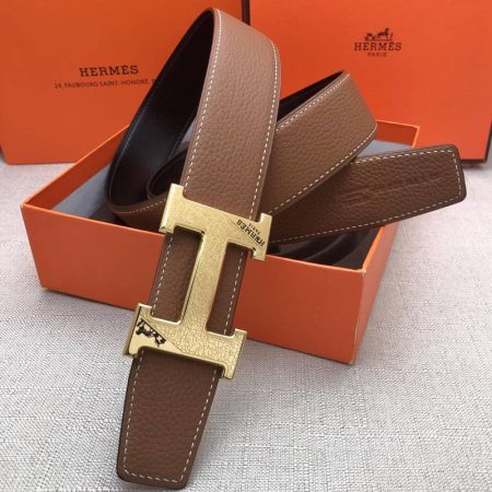 Hermes H Belt Buckle & Reversible Brown For Women, Women Belt 380MM - Image 3