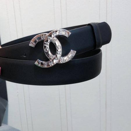 Chanel Belt With Double C Buckle Black With Full Silver Hardware Women Belt 30MM - Image 4