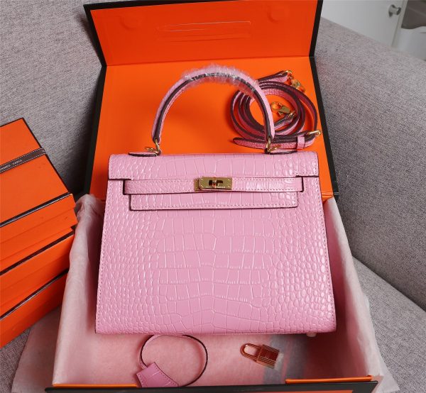 Hermes Kelly Gold Buckle Bag-Crocodile