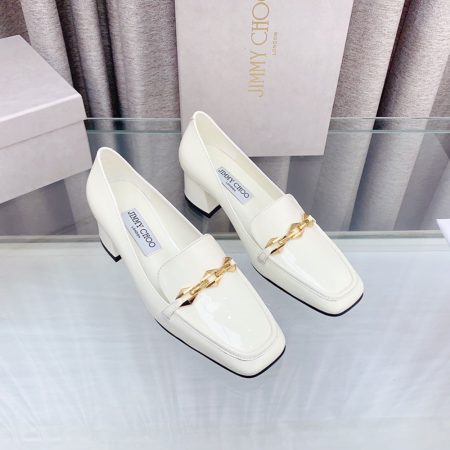 Jimmy Choo Patent Leather 5CM Thick Heel Slide Sandal - Image 4