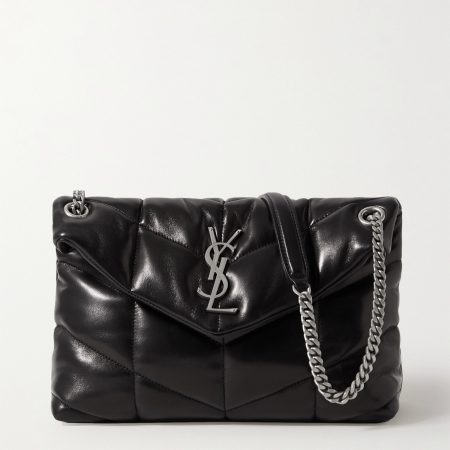 SAINT LAURENT Loulou Puffer small quilted leather shoulder bag black