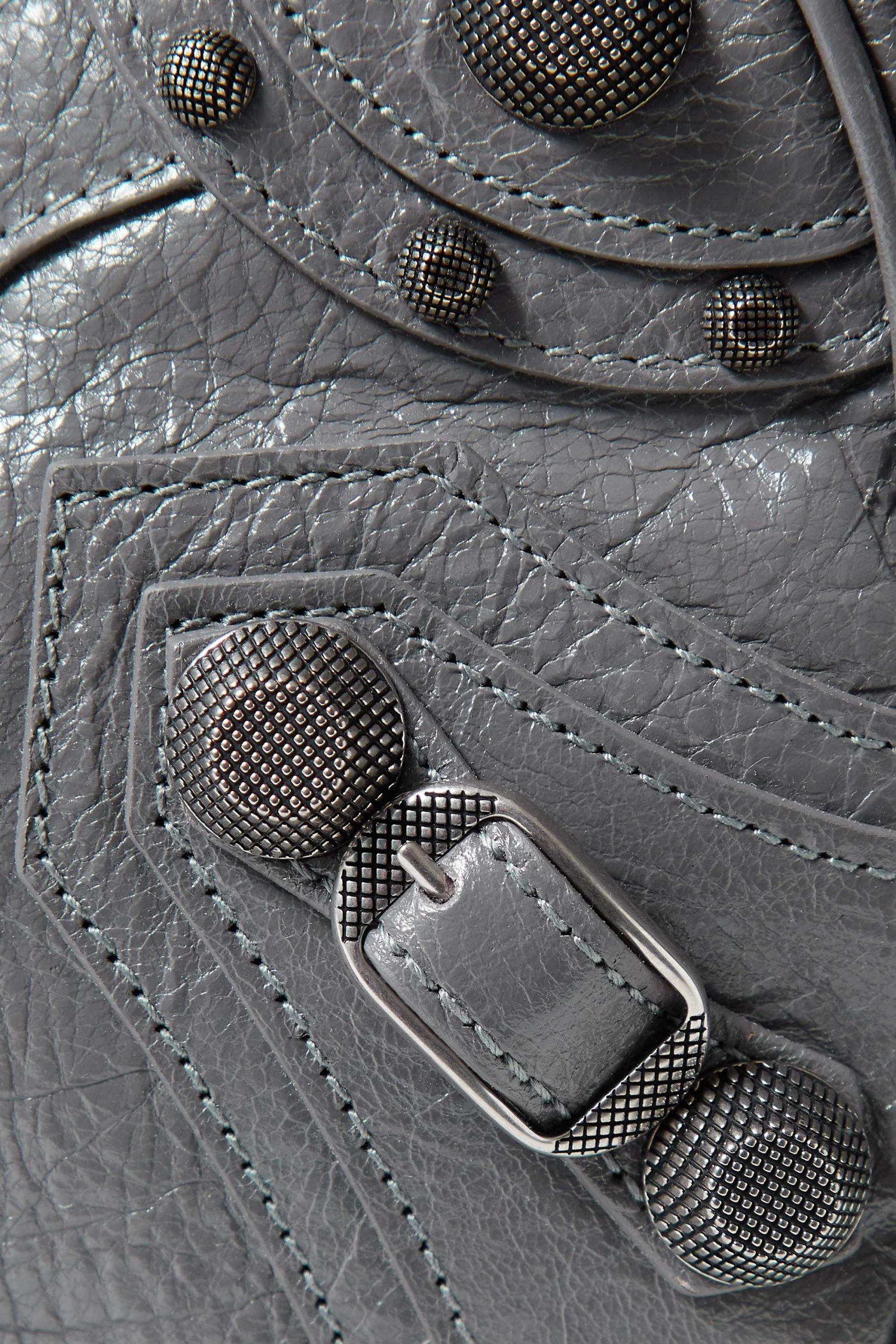 BALENCIAGA Le Cagole small studded crinkled-leather shoulder bag Grey - Image 4